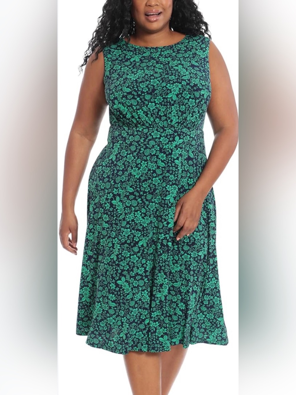London Times Floral Fit-and-Flare Maxi Dress